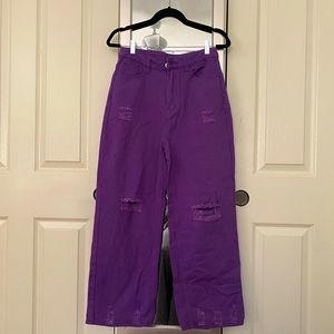 SHEIN Wide-leg Purple Pants